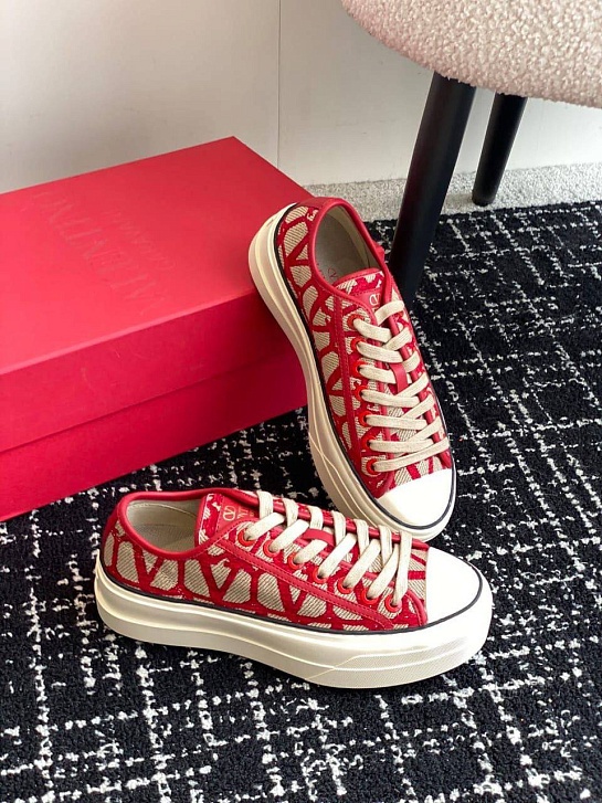 Женские кеды Valentino Toile Iconographe premium - Red