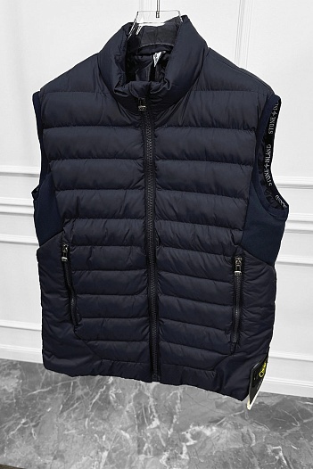 Мужской тёмно-синий жилет Stone Island compass-patch   