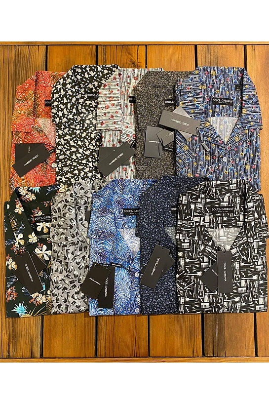 Мужская синяя рубашка Dolce & Gabbana floral-print