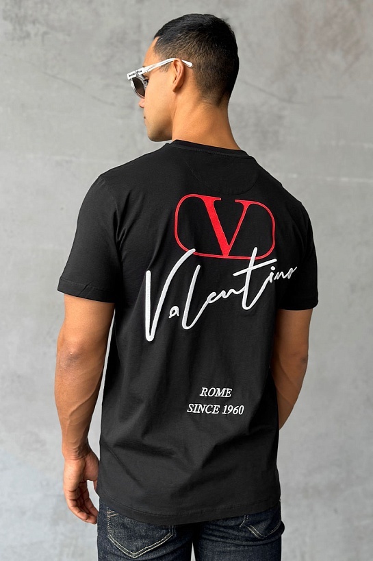 Мужская чёрная футболка Valentino VLogo Signature