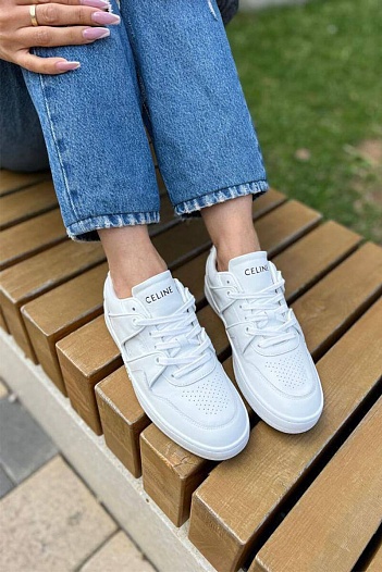Женские кроссовки Celine Trainer Low Lace-Up - White   