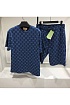 Шорты синего цвета Gucci GG monogram-pattern