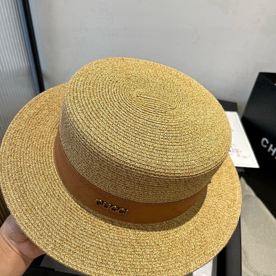 Соломенная шляпа канотье Gucci premium