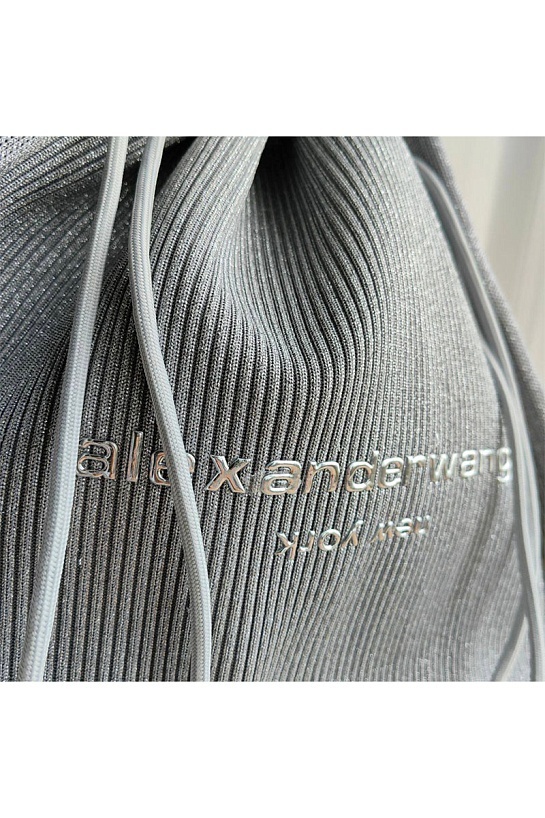 Женская серая сумка Alexander Wang Ryan ribbed-knit 26x20 см