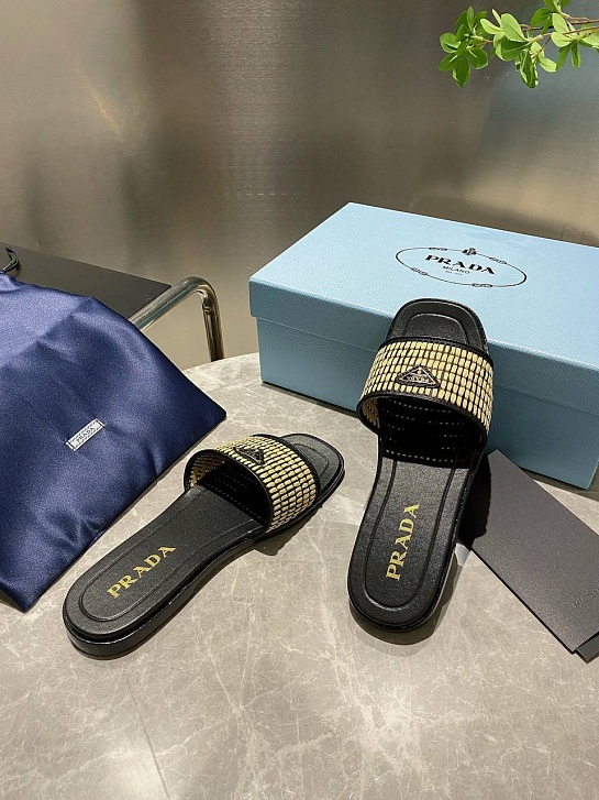 Женские шлёпанцы Prada Premium - Black