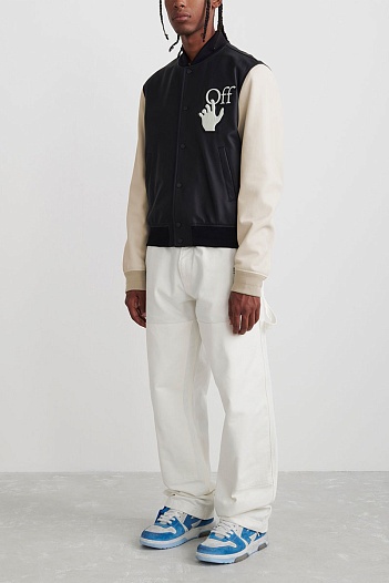 Мужской чёрный бомбер Off-White Hands Off logo   