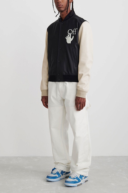 Мужской чёрный бомбер Off-White Hands Off logo
