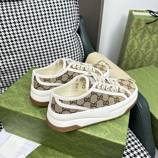 Женские кроссовки Gucci Premium - Brown   