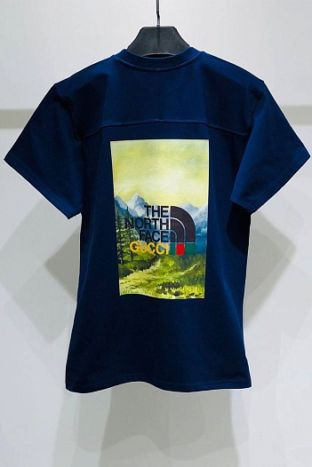 Оверсайз футболка Gucci x The North Face Collaboration landscape print - Navy   