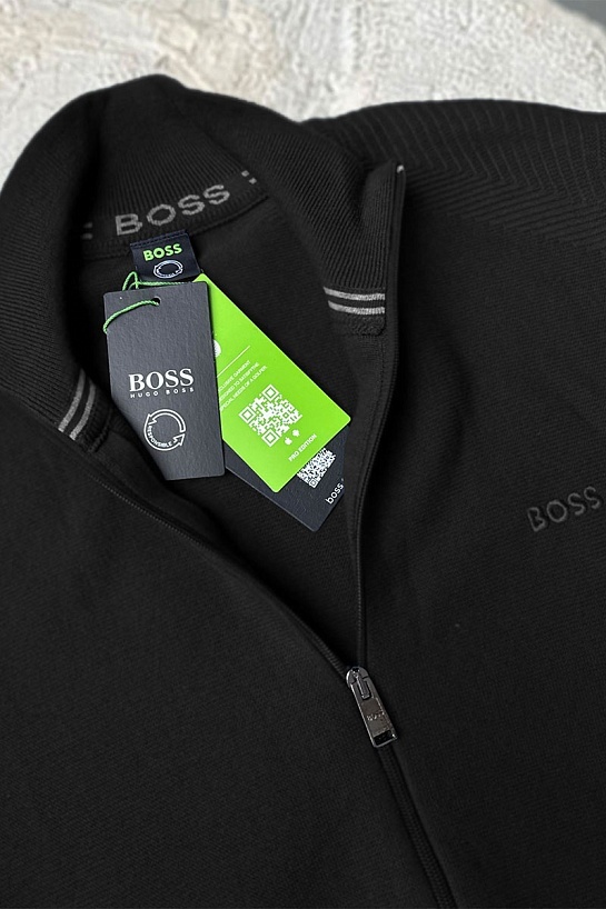 Чёрная кофта на молнии Hugo Boss logo-embroidered