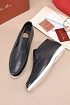 Кожаные лоферы с мехом Loro Piana Open Walk - Navy