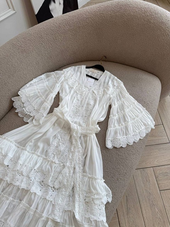 Женское кружевное платье белого цвета Zimmermann