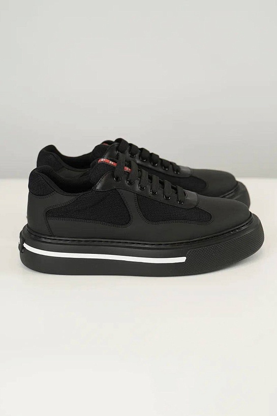Комбинированные кроссовки Prada logo-stripe - Black