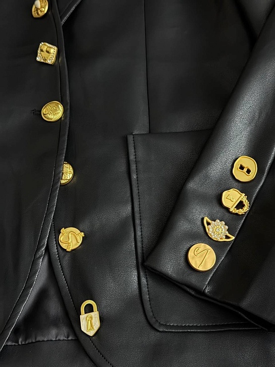 Женский пиджак из эко кожи Schiaparelli Premium - Black