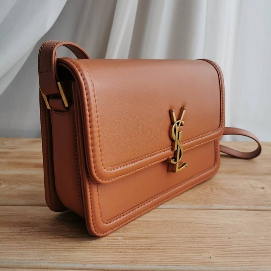 Кожаная сумка Yves Saint Laurent Solferino Lock 23x16 см - Brown