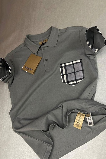 Мужское поло Burberry серого цвета   