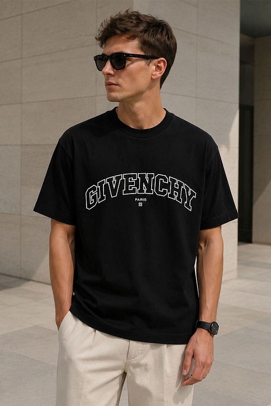 Чёрная футболка Givenchy College logo-embroidered