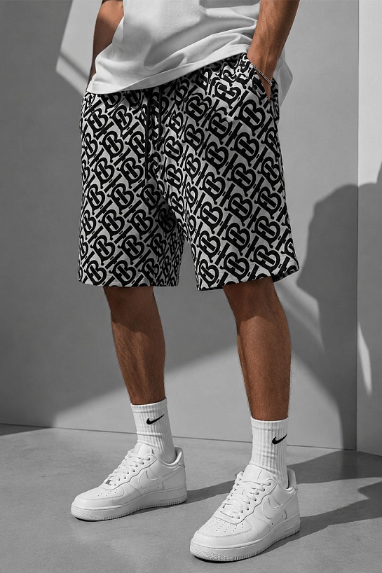 Мужские шорты Burberry monogram-pattern - Grey