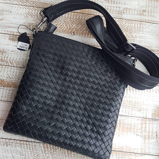 Кожаная сумка Bottega Veneta 27x26 см - Black   