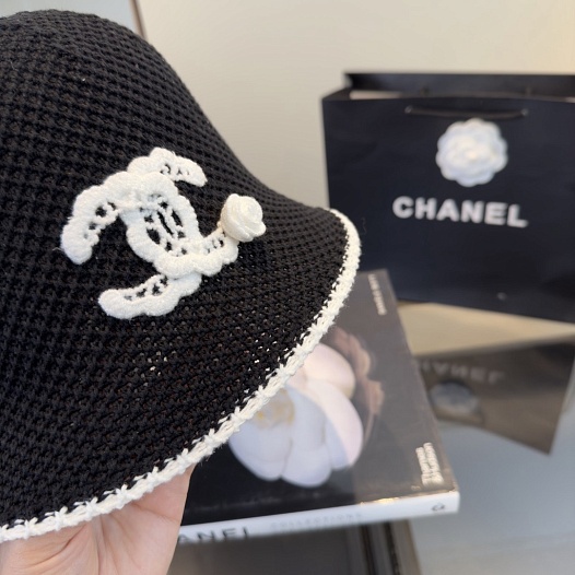 Чёрная вязаная панама Chanel premium   