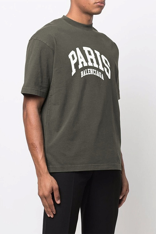 Оверсайз футболка Balenciaga Paris - Dark Green
