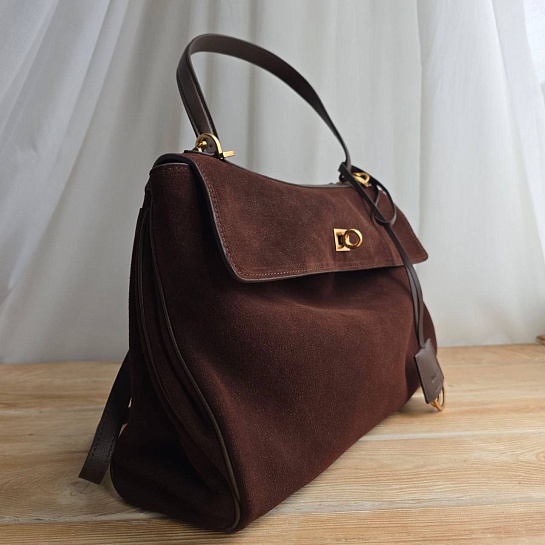 Замшевая сумка Balenciaga Rodeo 28x20 см - Brown