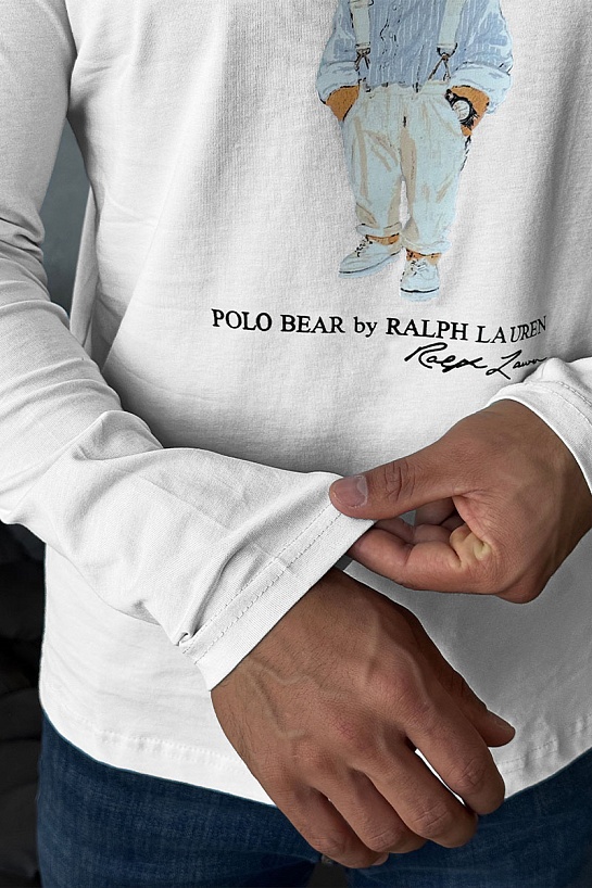 Мужской лонгслив Polo Ralph Lauren "Bear" - White