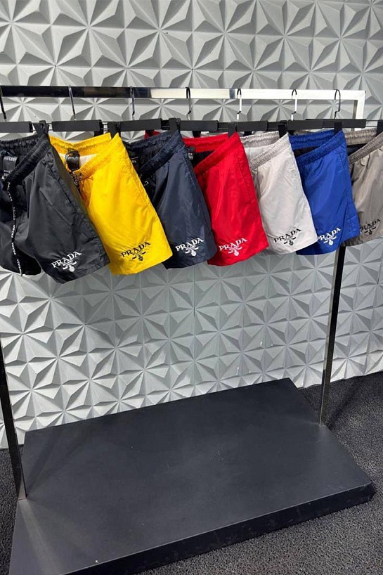 Синие шорты Prada logo-embroidered