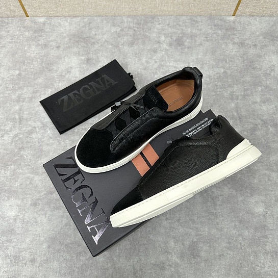 Мужские кроссовки Ermenegildo Zegna Triple Stitch Leather - Black