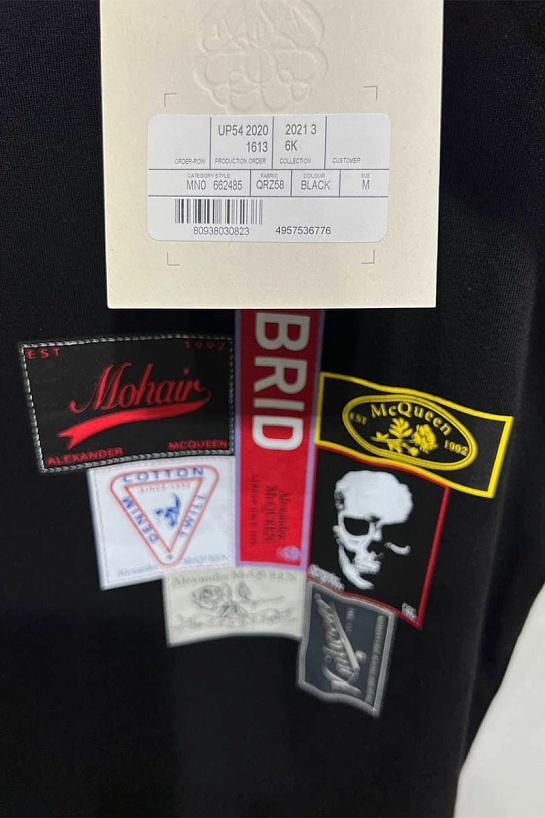 Мужская чёрная футболка Alexander McQueen Labels