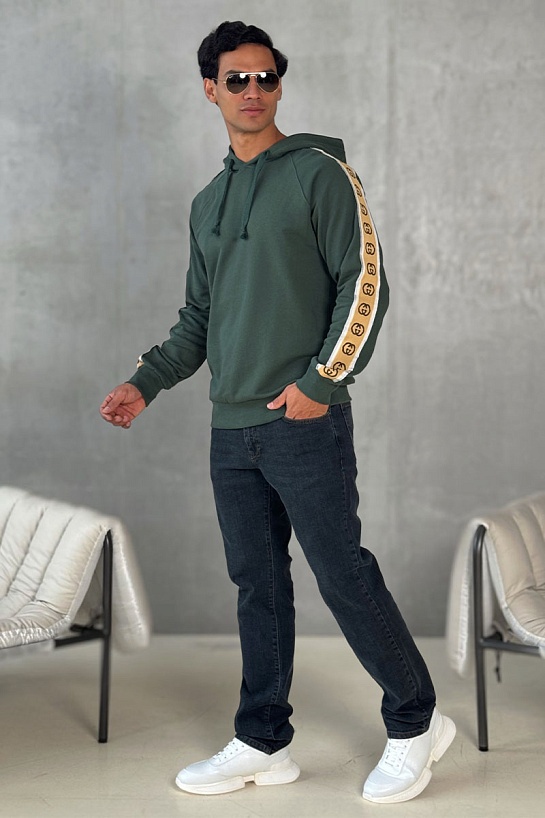 Зелёное оверсайз худи Gucci Interlocking G stripe