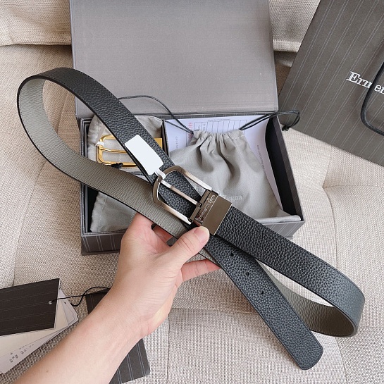 Двусторонний кожаный ремень Zegna Premium (длина 110 см, ширина 3.5 см)