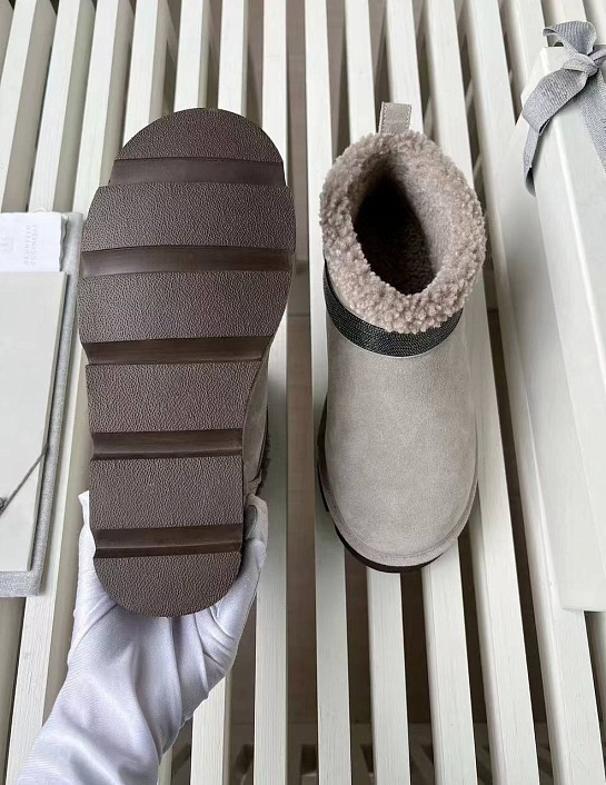 Женские замшевые угги с мехом Brunello Cucinelli Premium - Grey