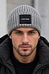 Мужская шапка серого цвета Calvin Klein logo-patch