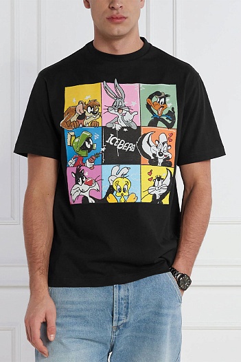 Мужская чёрная футболка Iceberg x Looney Tunes   