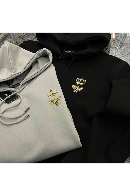 Чёрное худи Dolce & Gabbana Bee Crown embroidery