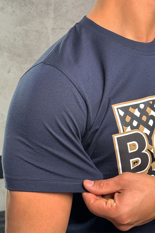 Мужская синяя футболка Hugo Boss logo-print