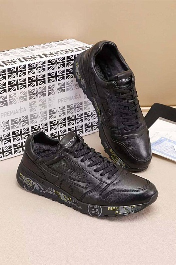 Кожаные кроссовки с мехом Premiata low-top - Black   