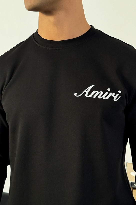 Мужской чёрный свитшот Amiri script embroidery