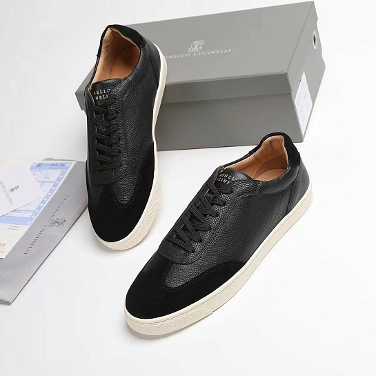 Комбинированные кроссовки Brunello Cucinelli logo-print - Black