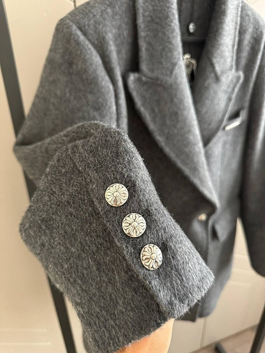 Женское шерстяное пальто пиджак Chrome Hearts Premium - Grey