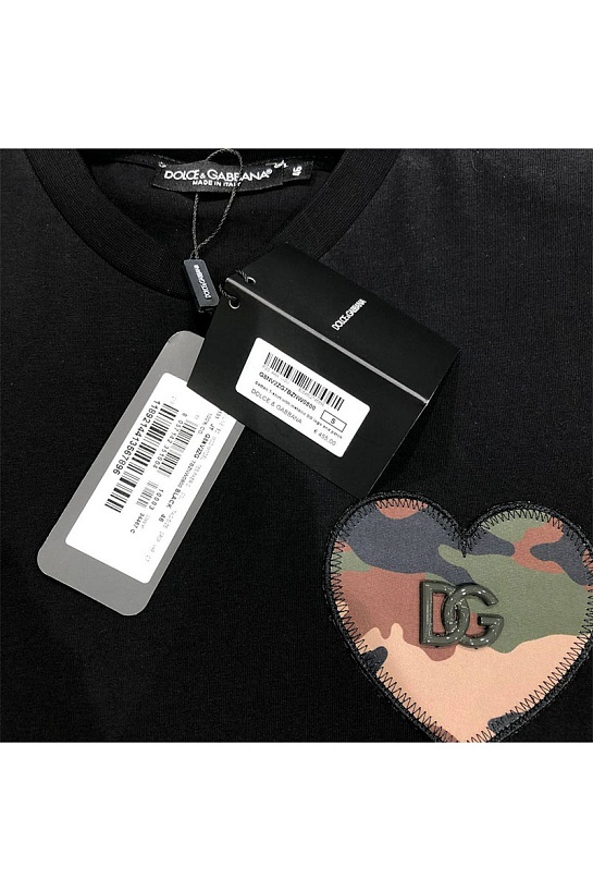 Бежевая мужская футболка Dolce&Gabbana camouflage heart