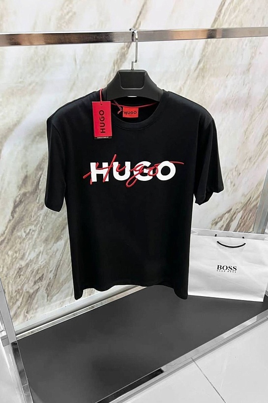 Футболка чёрного цвета Hugo Boss Dakaishi double logo