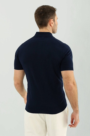 Мужское тёмно-синее поло Brunello Cucinelli premium   