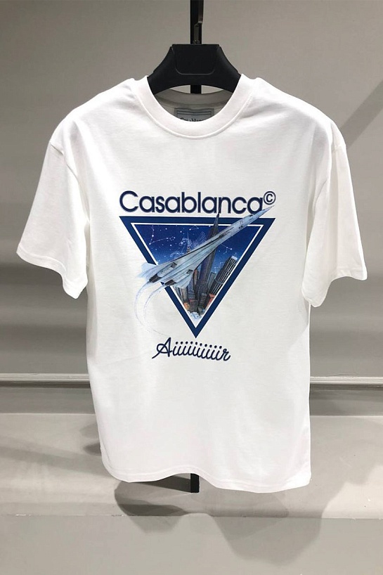 Белая футболка Casablanca Aiiiiiir logo-print