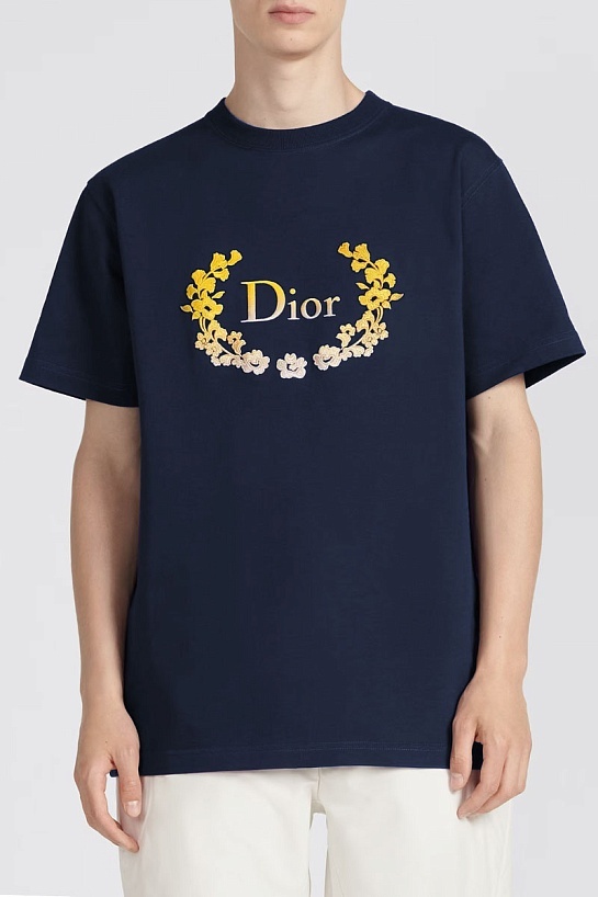 Мужская тёмно-синяя футболка Dior Ski Capsule