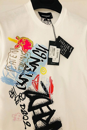 Мужская белая футболка Dsquared2   