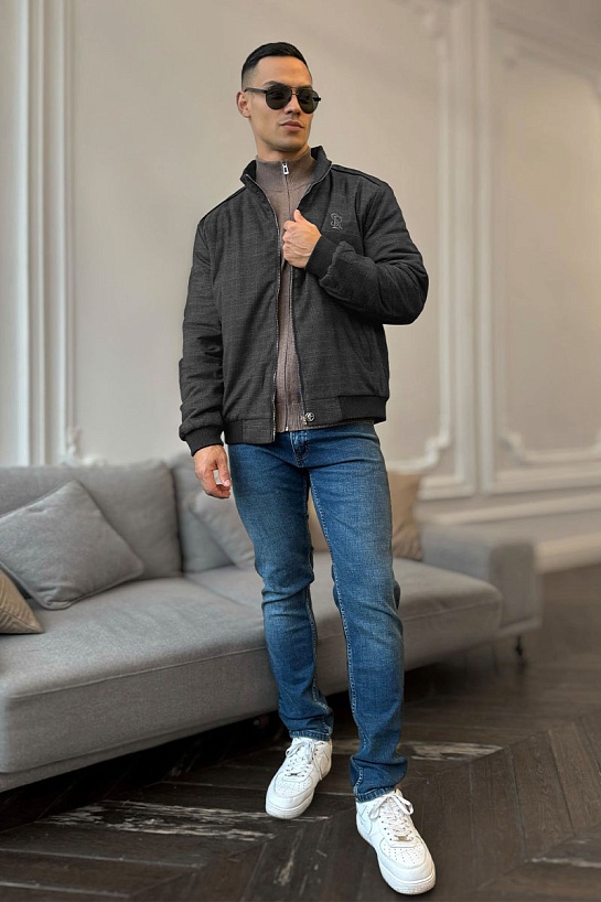 Куртка чёрного цвета Stefano Ricci logo-embroidered