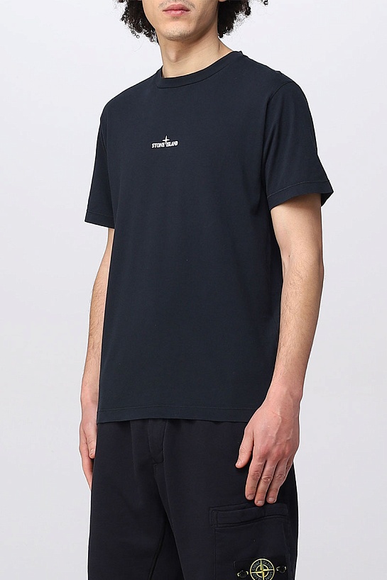 Мужская тёмно-синяя футболка Stone Island logo-print