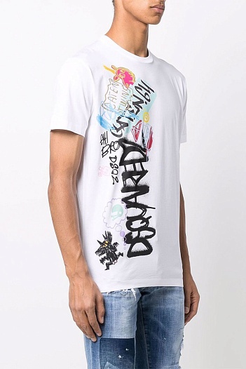 Мужская белая футболка Dsquared2   